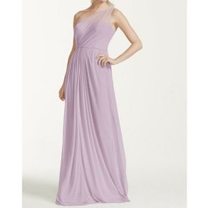 David's Bridal iris one shoulder dress